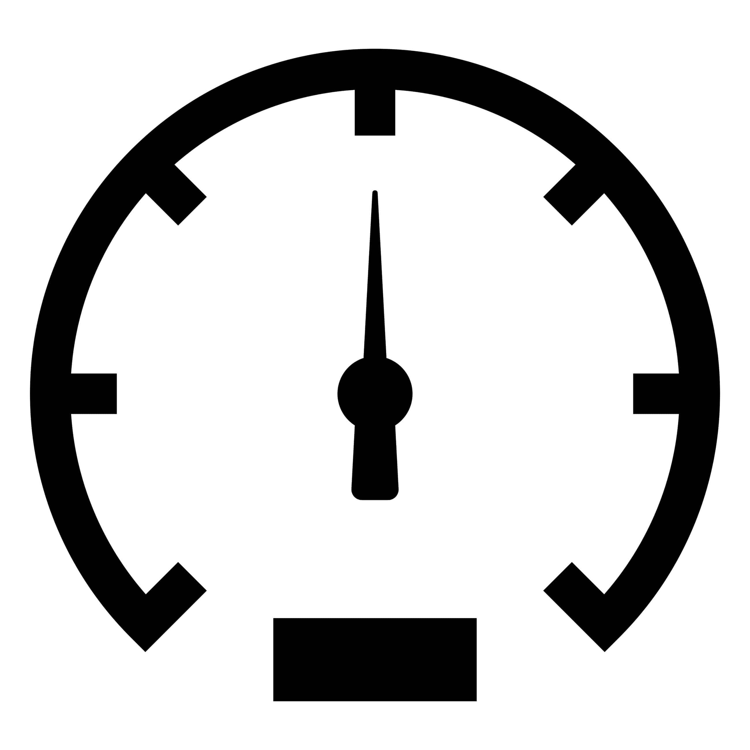 Ein Tachometer Icon aus weißem HIntergrund